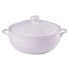 White Ceramic Double-Eared Soup Pot with Lid, Large Capacity Stew and Rice Bowl, Microwave Safe Steamed Egg Basin.