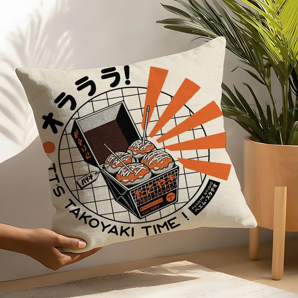 Takoyaki Japanese Food Pillow Case Home Living Room Decoration Linen Pillow Cases Cushion Cover