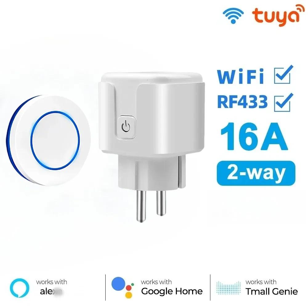 Smart Socket 16A Wifi Smart Plug 433 Mhz RF Wireless Remote Control EU FR Plug With Power Monitoring for Google Assistant Alexa