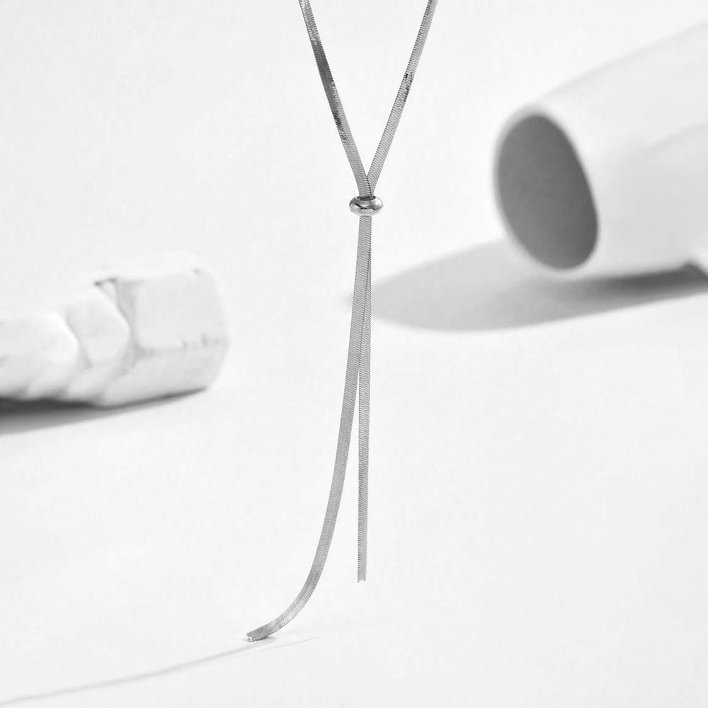 

Punk Long Flat Snake Bone Chain Necklace for Women Stainless Steel Gold Color Y-Shaped Necklace Fashion Charms Jewelry