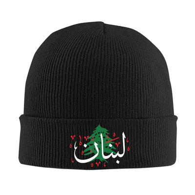 Libanon Flagge Karte Beirut Zedernbaum Libanesische Strickmütze Damen Unisex Skullies Beanies Herbst Wintermütze Warme Melonenkappe