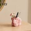 High-end Matte Texture Pen Holder 3D Printed Silk Flower Holder, Cute Puff Desk Floral Design Accessory Organizer, Makeup Brush Storage, Vase
