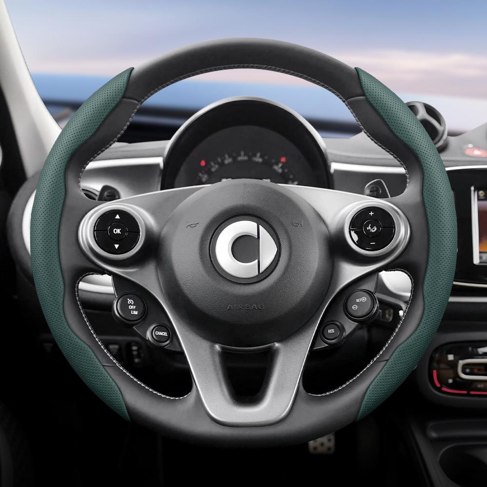 Vcxja9 Vhodné pro Smart Prodyšný Kožený Potah Volantu s Dírami Segmentovaný Design Rychloupínání Protiskluzový a Odolný Fortwo 451 450 453