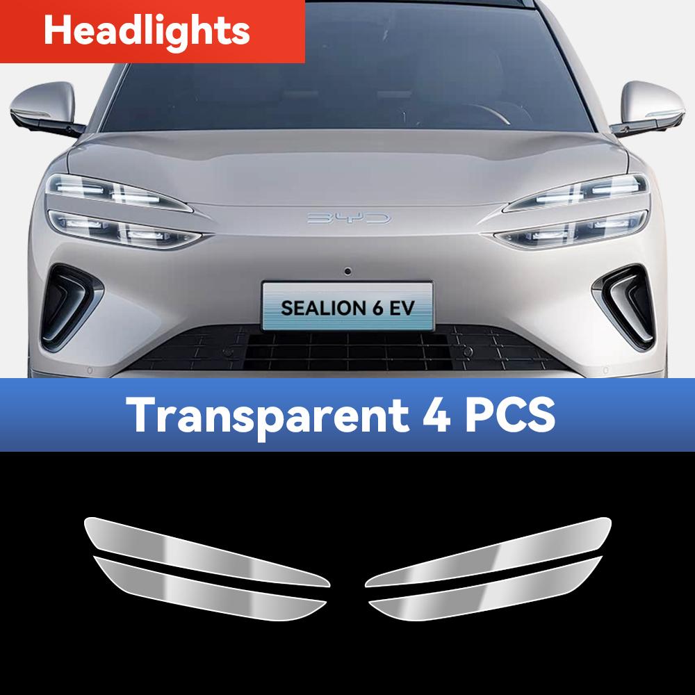 For BYD SEALION 6 EV 2026 TPU Headlight Anti-Scratch Smoke Black Transparent Modification Color Changing Protective Film
