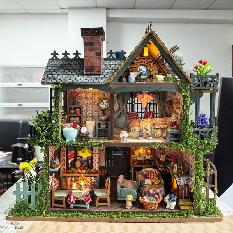 Holz DIY Minihaus Bausatz Themen 3D Puzzle Basteln Erwachsene Kreatives Bau Spielzeug