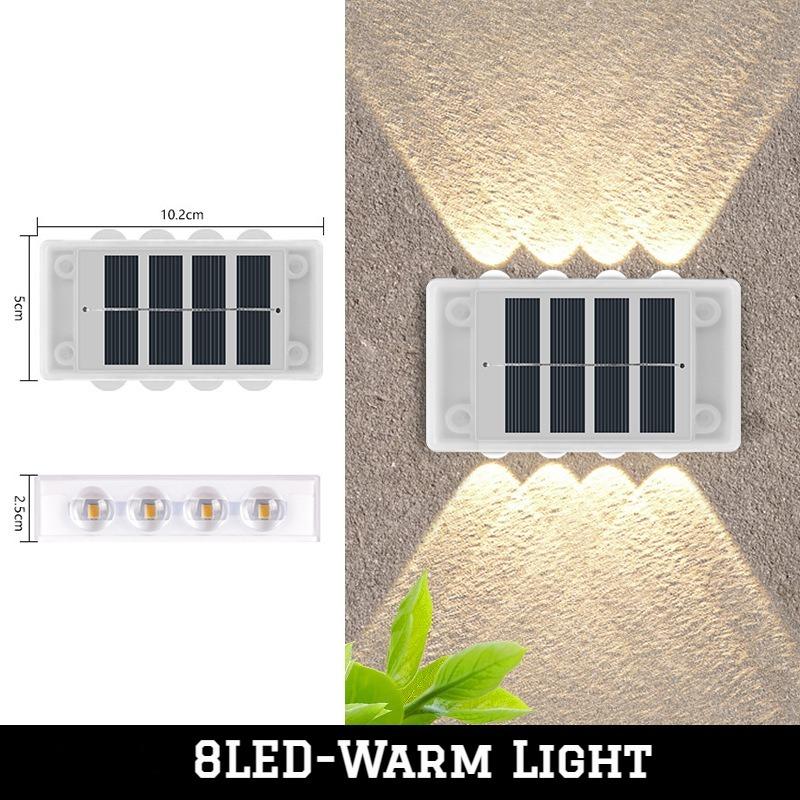10/8/6LED Solar Wall Lamp Outdoor Waterproof Up and Down Luminous Lighting for Garden Fence Decoration Sunlight Light