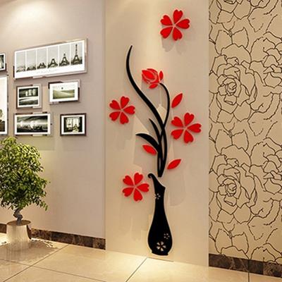 DIY Home Room Decor 3D Vaso Flor Árvore Adesivo de Parede Decalque Removível 30x80cm
