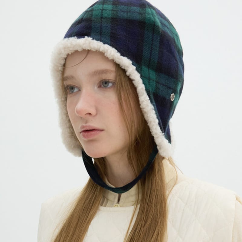 

Коричневая шляпа шлем чепчик - Клетка тартан GREEN