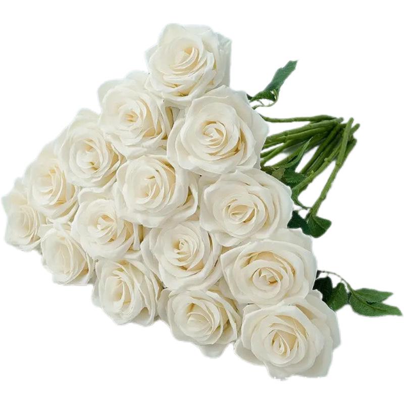 Rose di Seta Bianca Fiori Artificiali per San Valentino, Festival Qixi e Decorazioni per Matrimoni