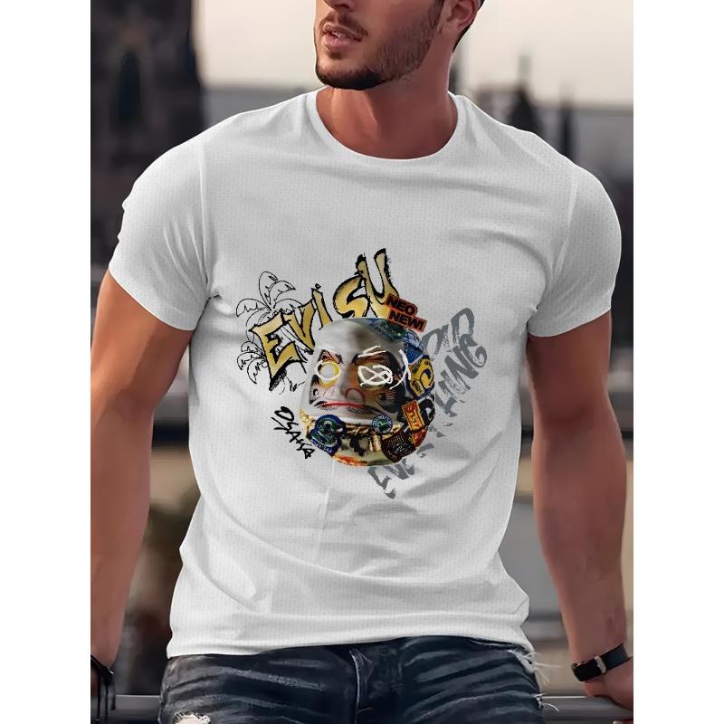 European sizes Men'S Short-Sleeve Round Neck T-Shirt for Adults, Lightweight And Comfortable, Easy to Care For, Fashionable Summer Wear