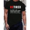 T-shirt Grafica Divertente con Citazioni sul Pensionamento da Uomo Marrone Rosso e Nero Testo Ampia Casual Traspirante Top Quotidiano