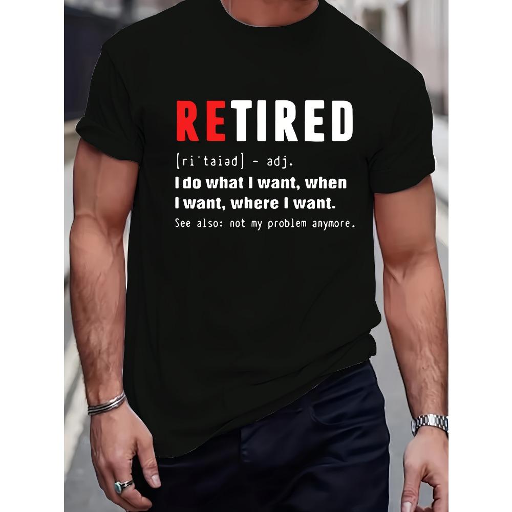 

Men s Fun Retirement Quotes Graphic T-Shirt Brown Red and Black Text Loose Casual Shirt Breathable Everyday Top S