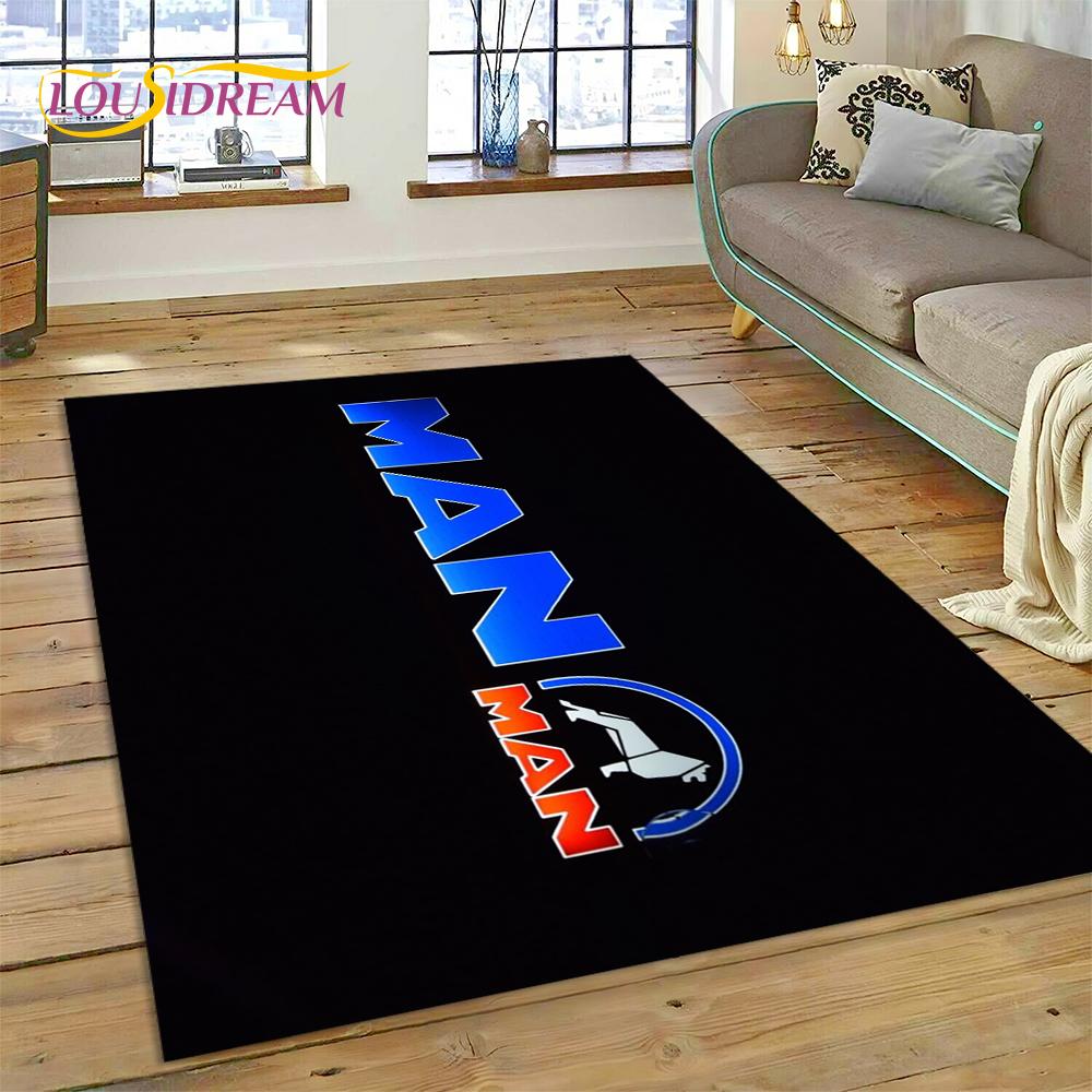 Tappeto con stampa 3D con logo di camion Man per soggiorno, camera da letto, arredamento per la casa, tappetino antiscivolo, decorazione per divano, zerbino, regalo per bambini