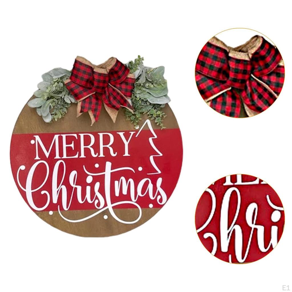 Christmas Hanging Sign Scene Door Wreath for Indoor Outdoor Farmhouse Winter Red