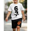 Modisches lustiges T-Shirt mit der Zahl 67 und Shorts für Kinder, 2-teiliges Set, Sommer, Zuhause, Outdoor, Freizeit-Outfit für Jungen und Mädchen, T-Shirt Sport-Set