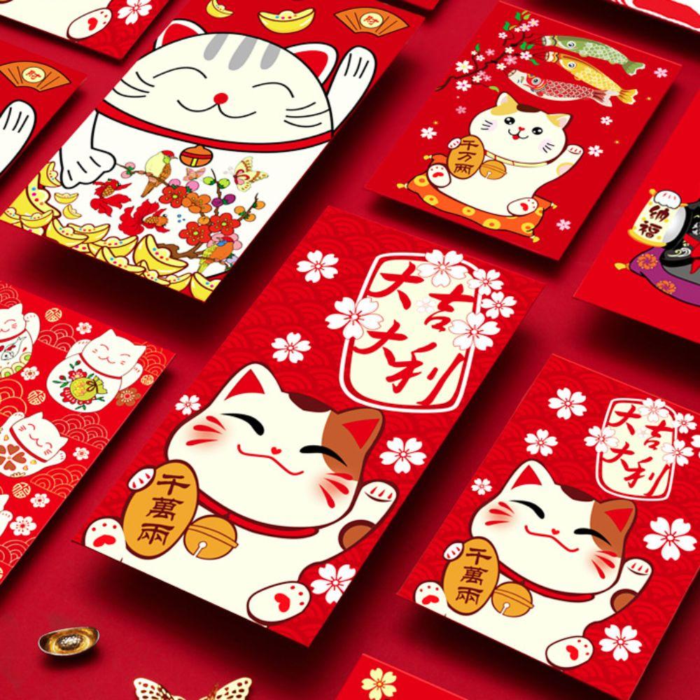 Antiquity Lucky Money Bag Thickened HongBao New Year Decoration Lucky Cat Red Envelope  Wedding