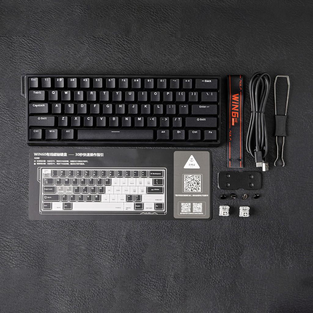 EPOMAKER AULA WIN60 HE Magnetic Switch Gaming Keyboard with Adjustable Actuation 32g Actuation English 8000 Hz Polling SnapKeys Hot for FPS Detachable