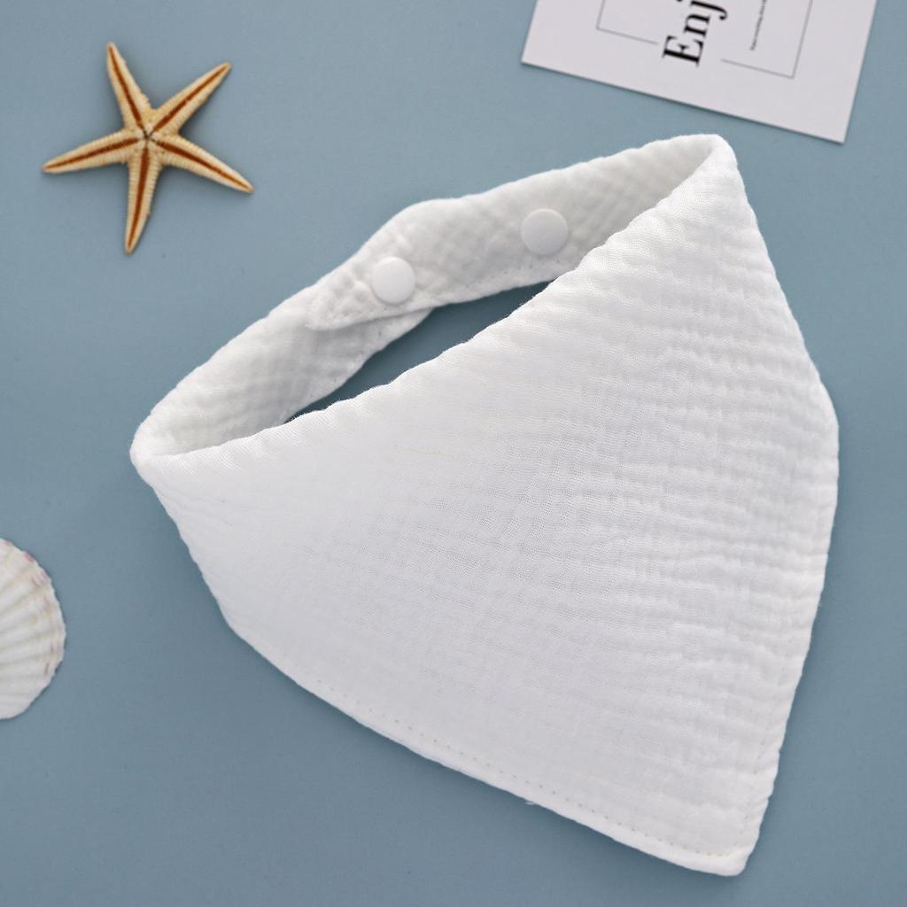 Solid Color Four-Layer Gauze Baby Bib Triangle Scarf with Snap Closure
