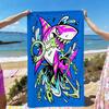 Asciugamano da Spiaggia Punk Squalo Fresco 31,5x63 Pollici Ancora Spina di Pesce Graffiti Microfibra Morbido Asciugatura Rapida Asciugamano da Bagno Estivo