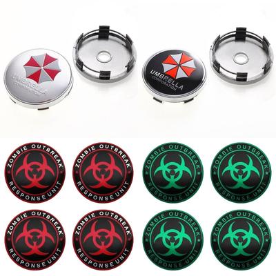 Lot de 4 cache-moyeux de roue de voiture avec logo Umbrella Corp de 60 mm, anti-poussière