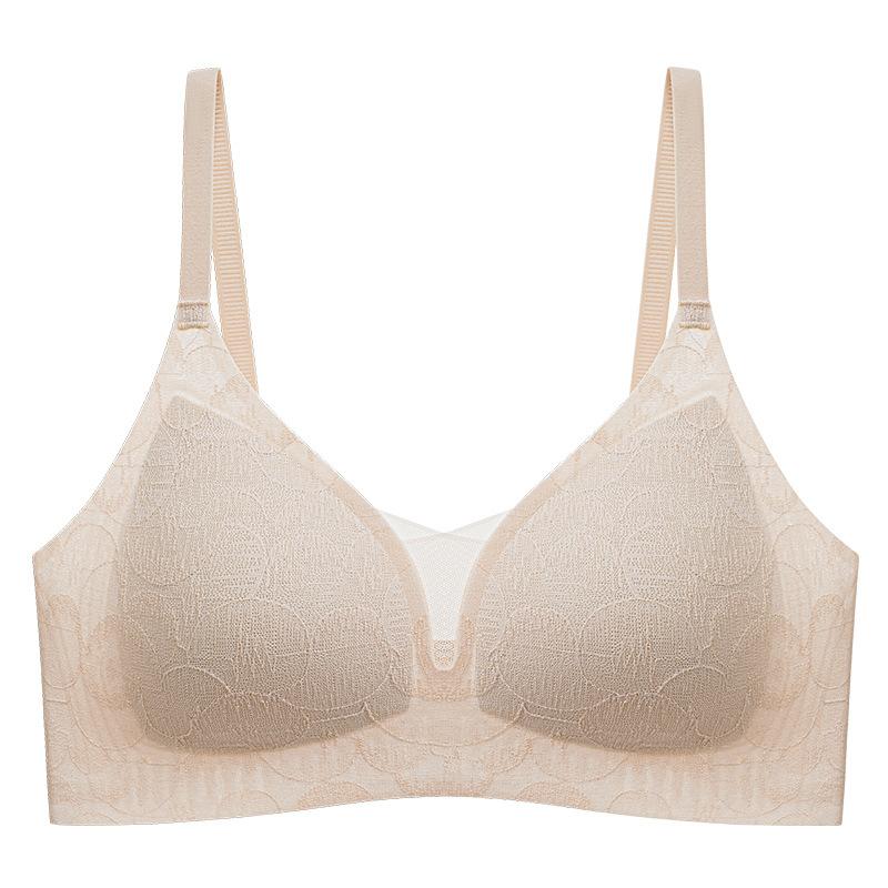 Kleine Brust Unterstützung Weich und Stützend Sexy Tiefer V Nahtlose Dessous Französische Spitze BH für Frauen