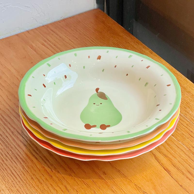 High value fruit croissant dish plate Underglaze color tableware Ceramic plate Dessert plate Vegetable plate Deep plate