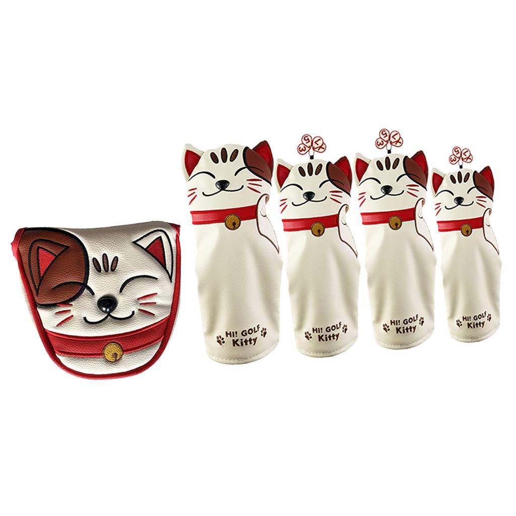 

5 штук Чехол на голову гольф-маллета Счастливый кот Центральный чехол для головы паттера Аксессуары Подарок