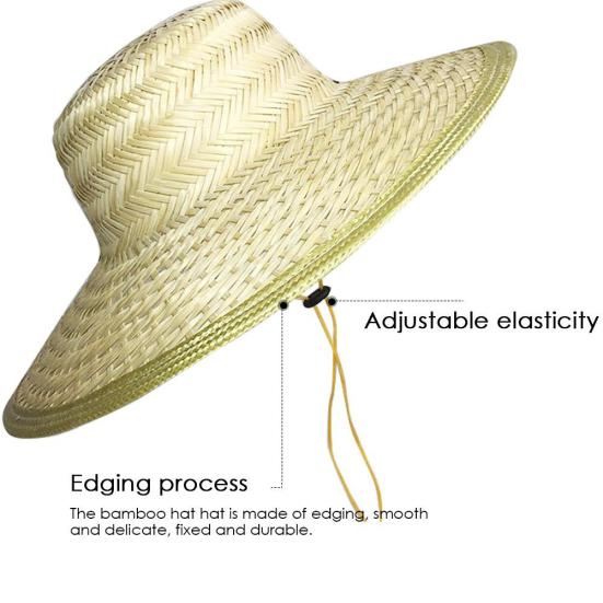 MUQZI Sports Accessory Men Women Bamboo Weave Summer Outdoor Sun Protection Wide Brim Straw Hat Cap