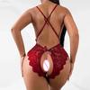 Hot Sex Se Gjennom Sexy Undertøy Dame Åpent Skritt Pyjamas Porno Hollow Out Deep V Skrittløst Undertøy Erotiske kostymer