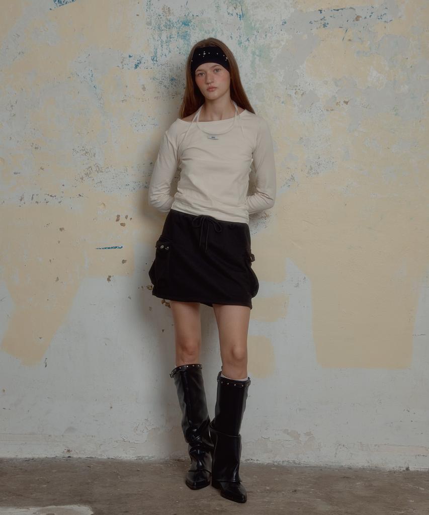 Leteoli Cargo Banding Mini Skirt_Black