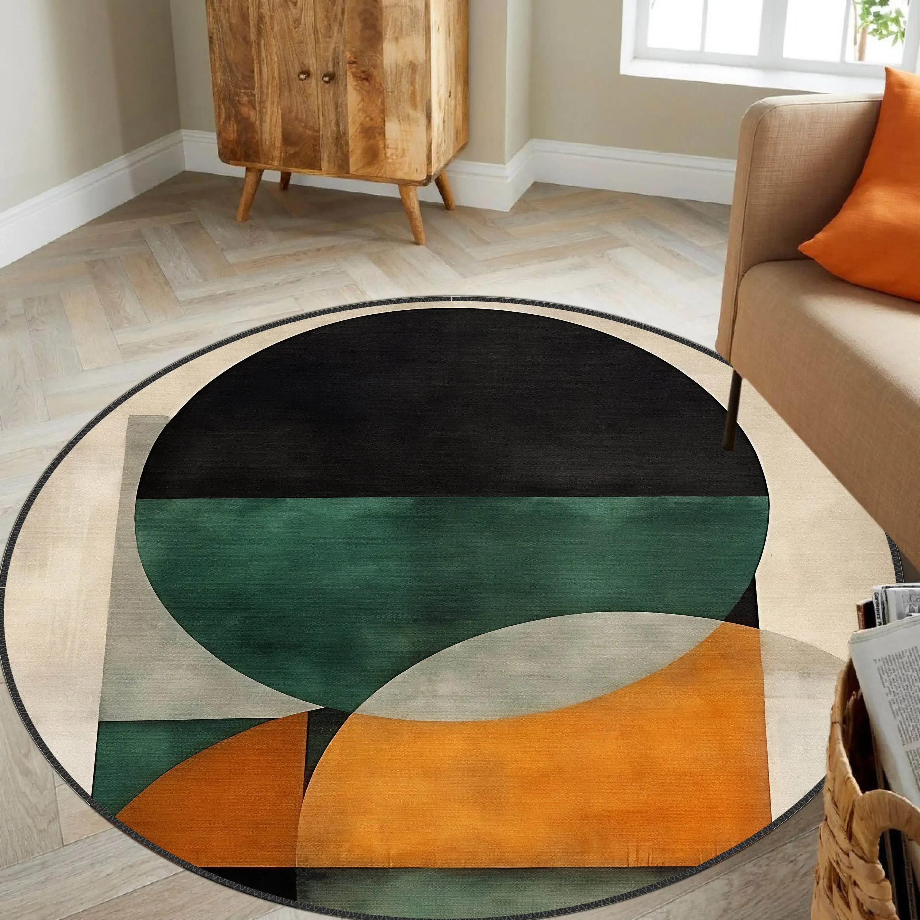 

Medieval Bohemian Round Rug – Modern Abstract Non-Slip Washable Carpet for Minimalist Home Décor Diameter 60cm