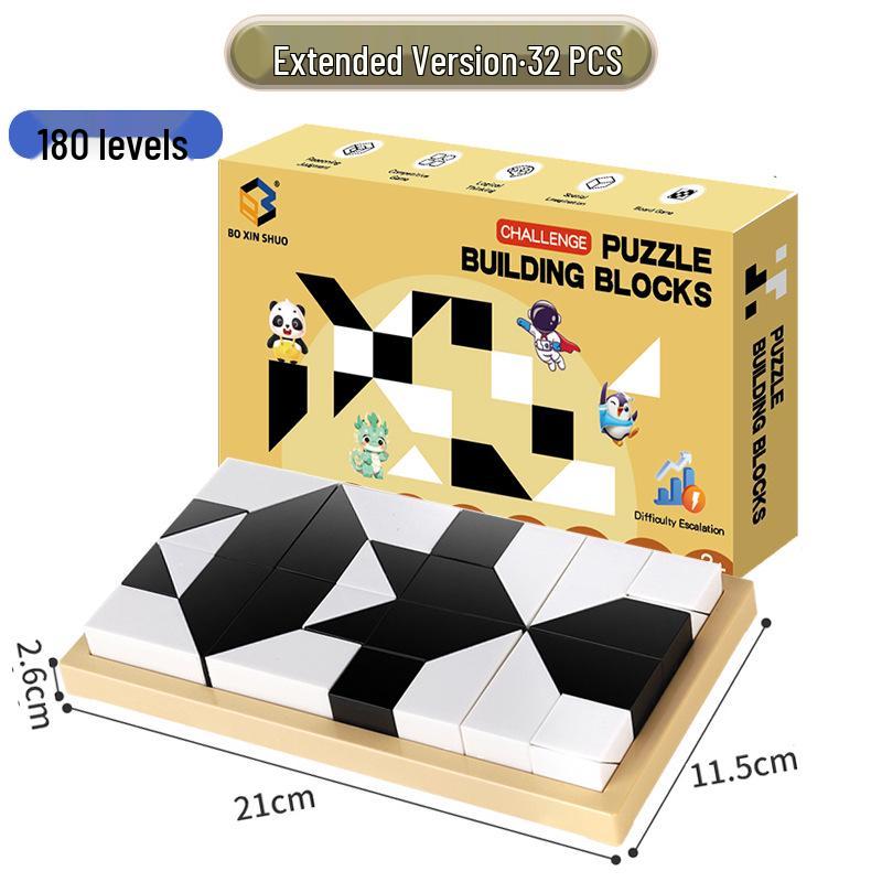 Educational Building Block Puzzle for Ages 3-10: Black and White Thinking Skills for Boys and Girls