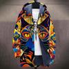 Men Cardigans Coats Geometric Stripe Square Printed Plush Thick Winter Abstract Art Graphics Jackets Casual Streetwear Clothing