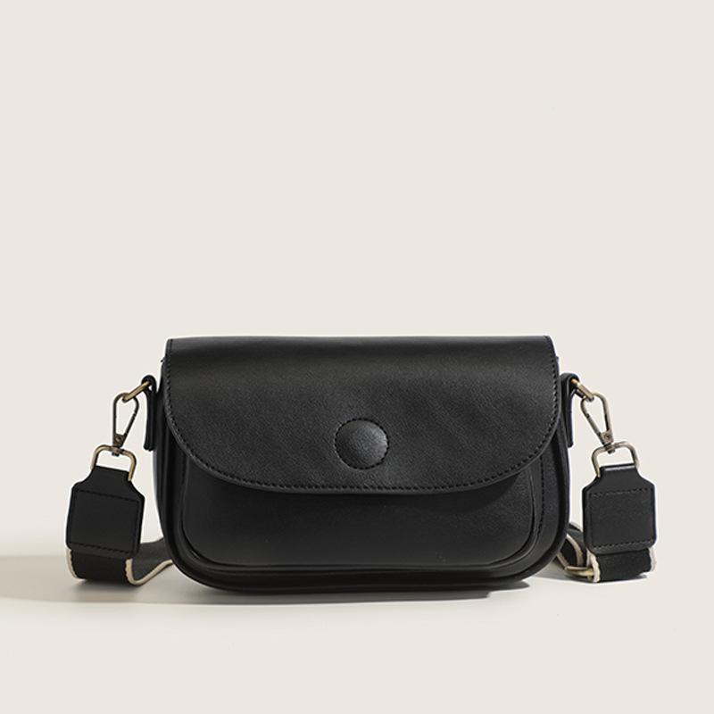 New Versatile Shoulder Women's Bag Wide Shoulder Strap Simple Saddle Crossbody Bag Premium Handbag