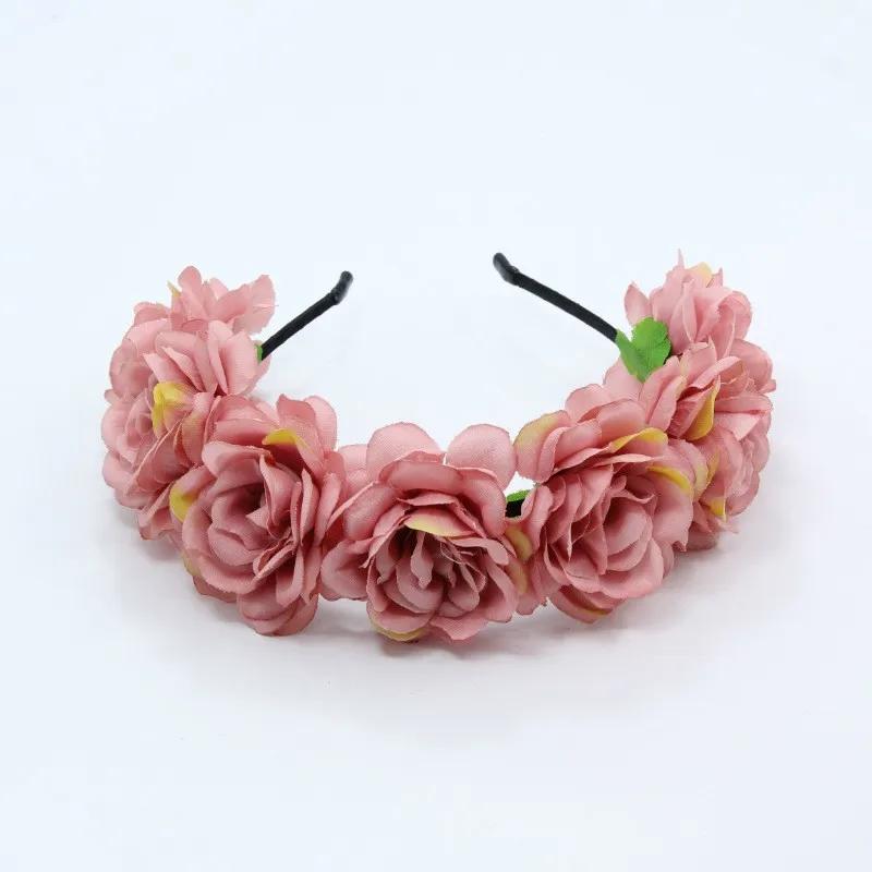 Floral Garland Romantic Wreaths Bride Garland Head Hoop Fashion Bohemian Bridal Flower Hair Accessories Children Headbands Gifts