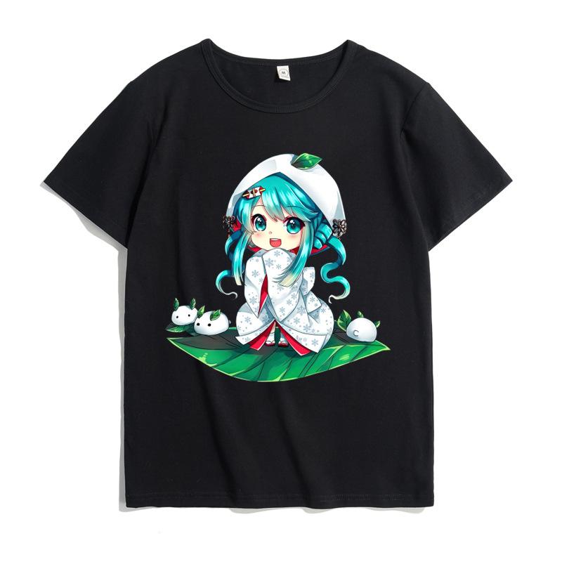 Hatsune Miku MIKU Co Branded Printed TShirt for Unisex and Unisex Anime Round Neck Summer Fashion Trend Short Sleeve