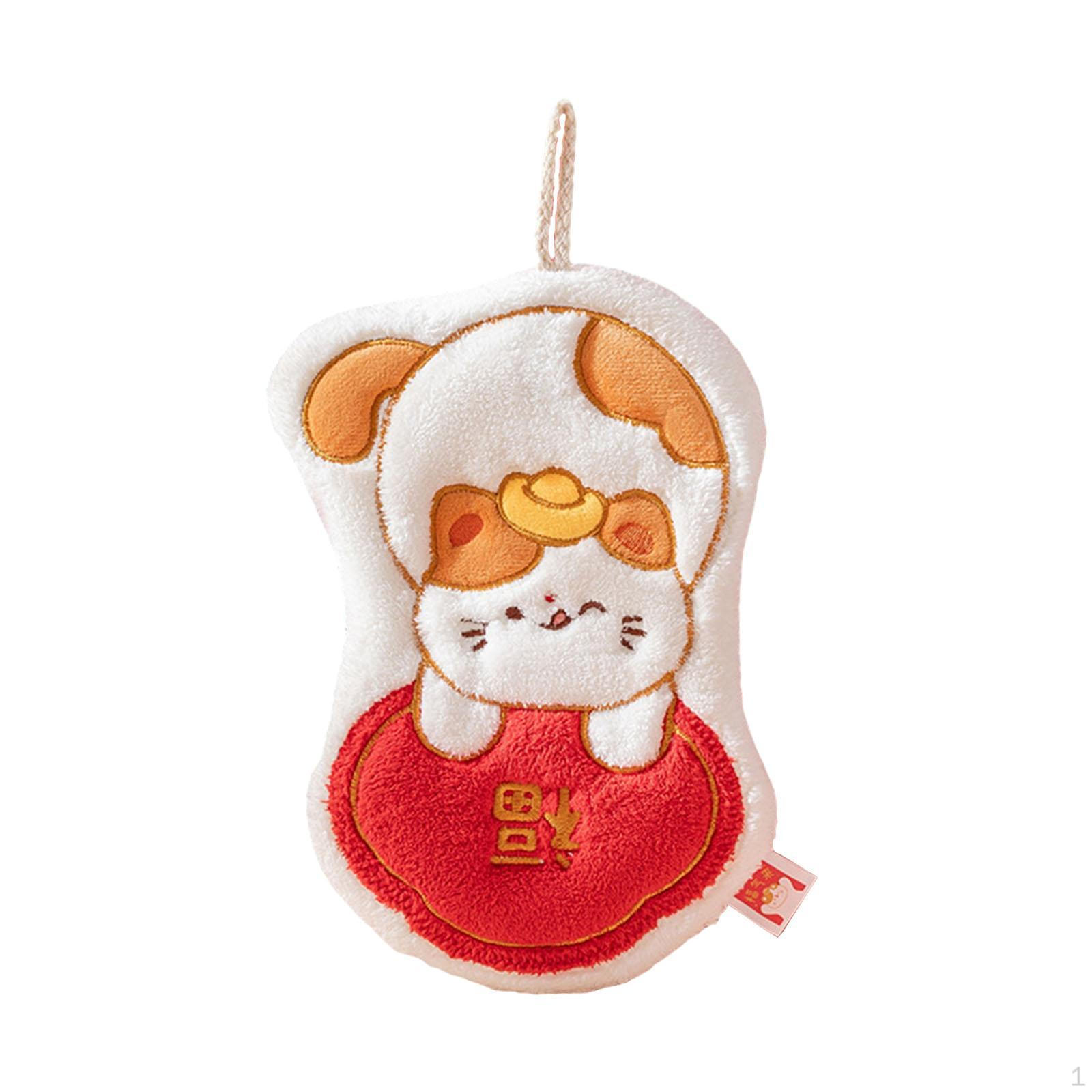 

Cat Fleece Hanging Towel Washable Reusable Absorbent Soft Festive Decoration for Kids Adults красный