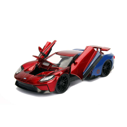 Jada 99725 Hollywood Rides 2017 Ford GT Spider-Man Figure, 1:24 Scale, Red/Blue