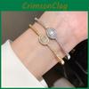 Fashion Jewelry Oval Zircon Copper Bracelet With Gold Plating For Elegant Wear