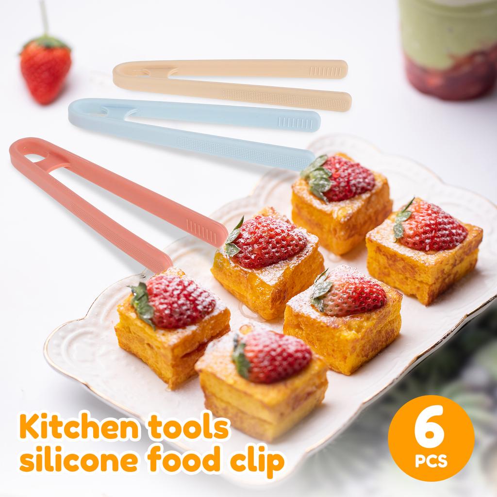 6 Stück Silikonzange Tragbar Kleine Servierzange Mini-Klammern Bunt für Vorspeisen Süßigkeiten Eiswürfel Snacks Küchenwerkzeuge