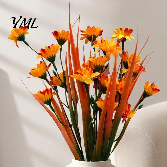 All Occasion Gift for Her Autumn Artificial Flowers Bouquet, Realistic Plastic Floral Arrangement with Layered Quirky Fun Decor Living Room Leaves And