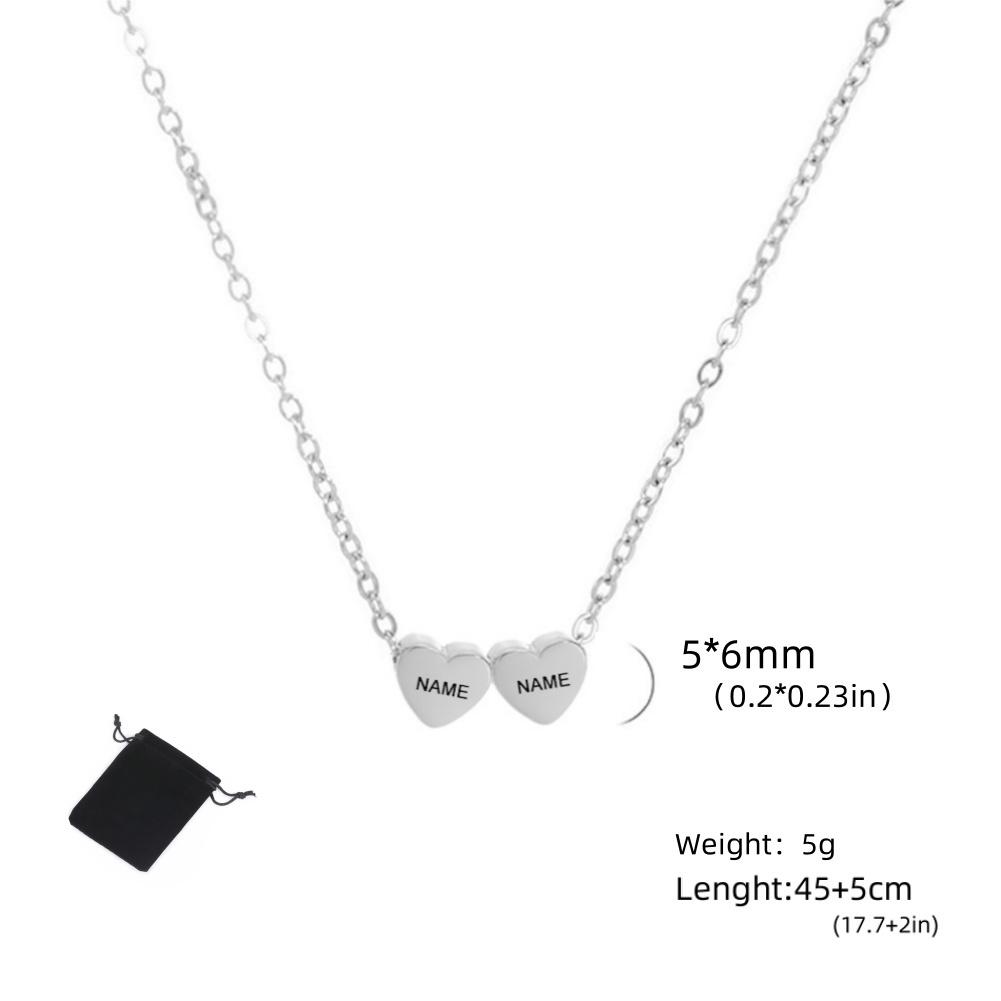 Customized Name Date Mini Minimalist Love Necklace Stainless Steel Heart Shaped Women's Necklace Fashion Couple Jewelry Gift