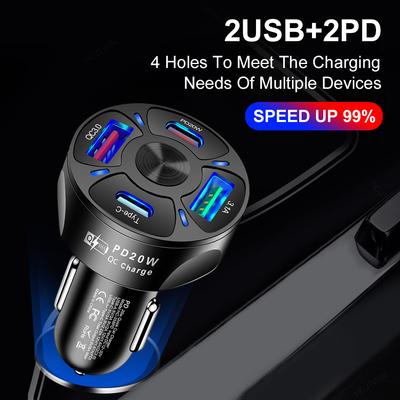 Dual Usb Pd Car Charger Fast Charging Usb Type C Fast Charger Pd Qc3.0 For Iphone Samsung Xiaomiphone Adapter