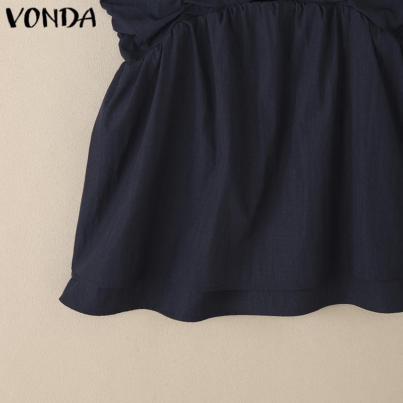 VONDA Women Strap Sleeveless Ruffled Back Elastic Casual Stretch Tank Tops