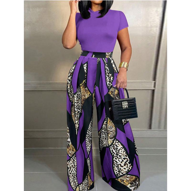 Women's Sleeveless Printed Fashion Set with Versatile Wide-Leg Pants