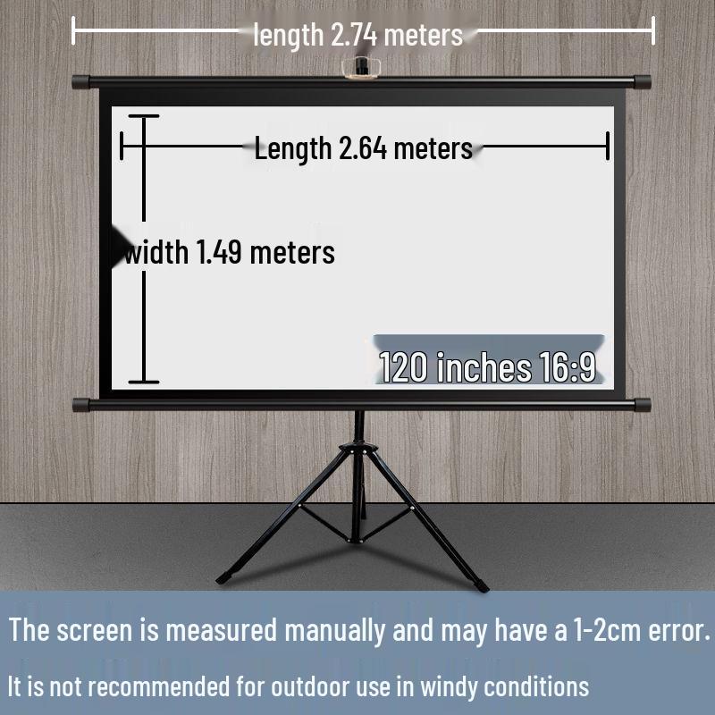 Home Floor-Standing Outdoor Projector Screen with Adjustable Bracket Pole