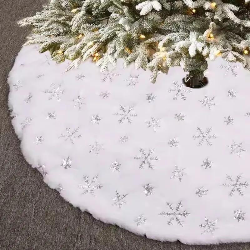 Mini Christmas Tree Skirt Christmas Tree Carpet Mat Cover Navid Snowflakes Tree Skirt Red and White Christmas Tree Decoration