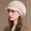 Chic Lined Fur Plush Brim With Hat Winter Fashionable Trendy Women New Brand Latest Fresh Hats For Casual Rabbit Blend Streetwear Knitted Cap