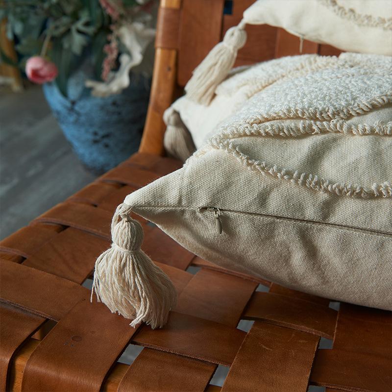 Wabi-sabi Wind Hermit Natural Wind Tufted Ring Velvet Leaf Pillow Cushion