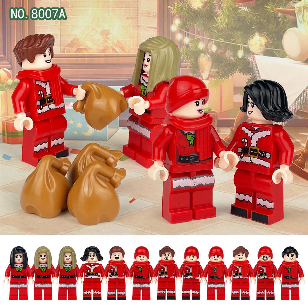 20 Christmas Figurines Small Particle Doll Model 8007A Gift Backpack Scarf Accessories Children'S Building Block Toys